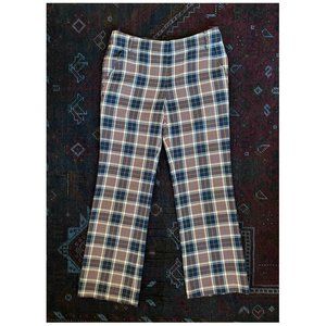 Tory Burch "Garrett" Milano Tartan Plaid Cropped Flared Pants | Size 4